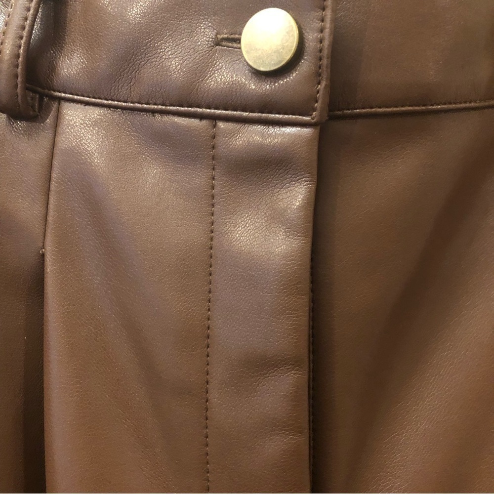 BAR III/ Sophia Richie/ NWT/ Brown Faux Leather pants/Size 6 - Picture 4 of 11